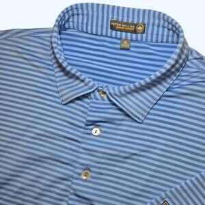 Peter Millar Summer Comfort Mens XL Polo Shirt Striped Kinloch Golf Club READ*